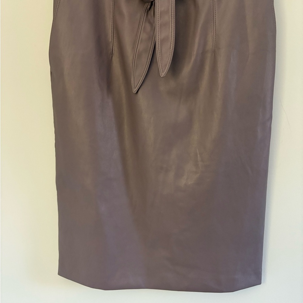 Ann Taylor Gray Faux Leather Sleeveless Sheath Dress Belted Size 12 - Picture 5 of 12